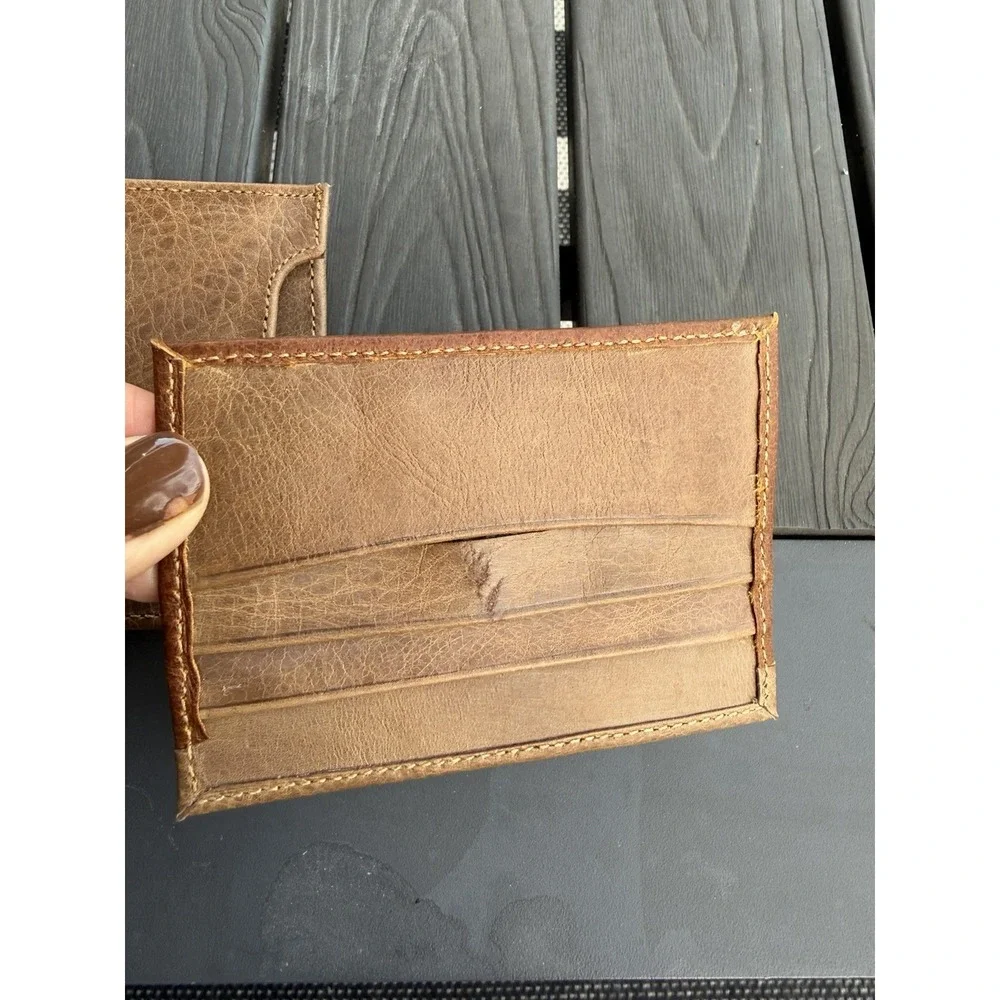Vtg Lacoste Men's Logo Brown Leather Wallet W/pull Out Wallet Card